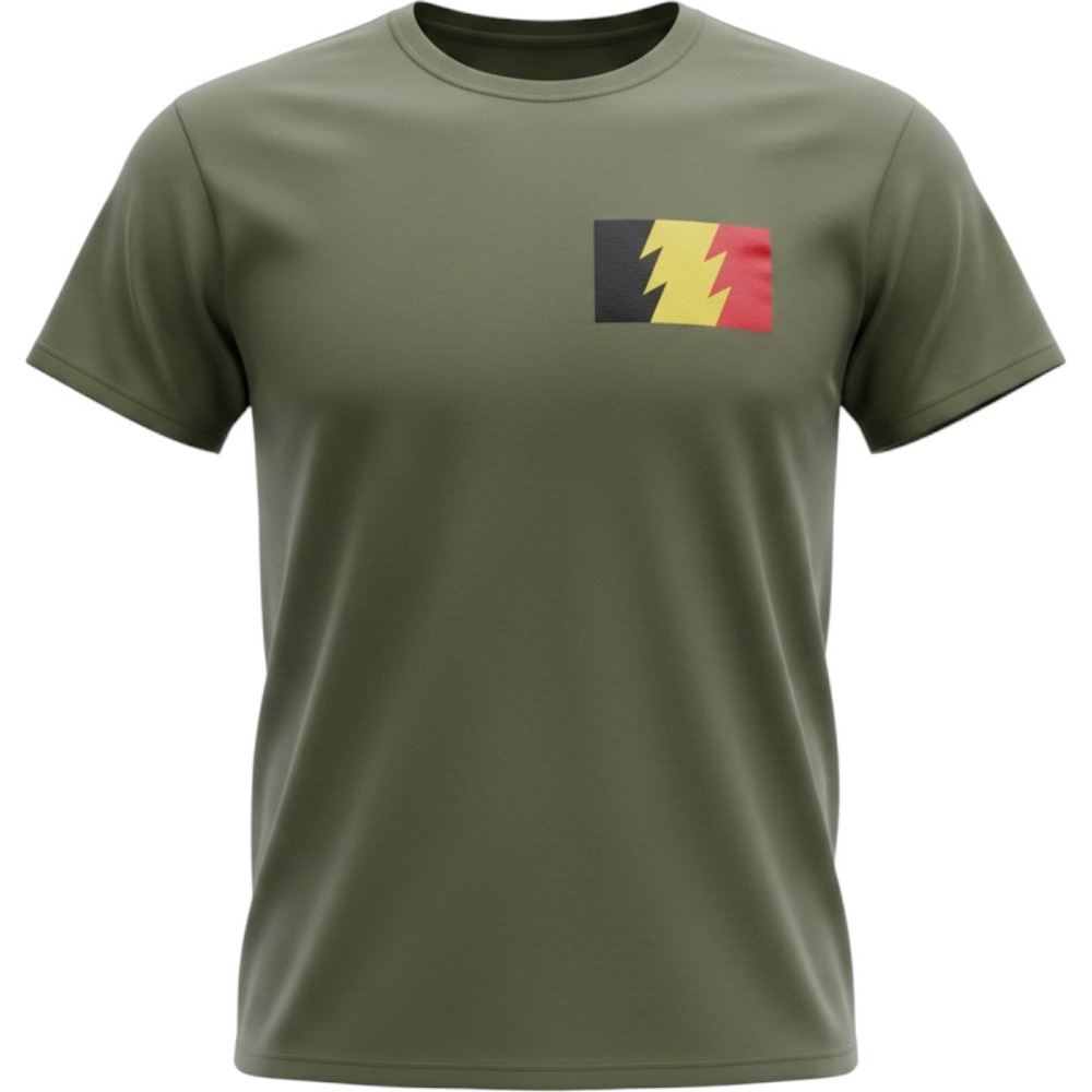 The Hundreds Mens Olive Green Graphic T-Shirt Lightning Bolt Flag Large